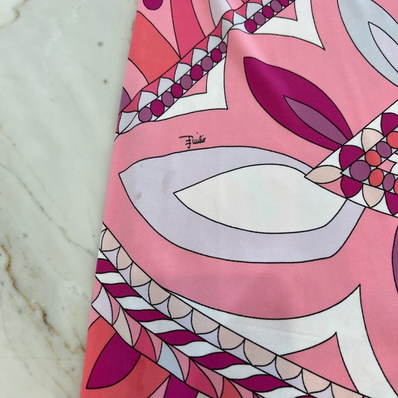 EMILIO PUCCI PINK PRINT SQUARE NECK BELL SLEEVE DRESS SIZE IT 40 / US 6 - Picture 16 of 16